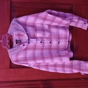 Long sleeve pink cropped flannel button down